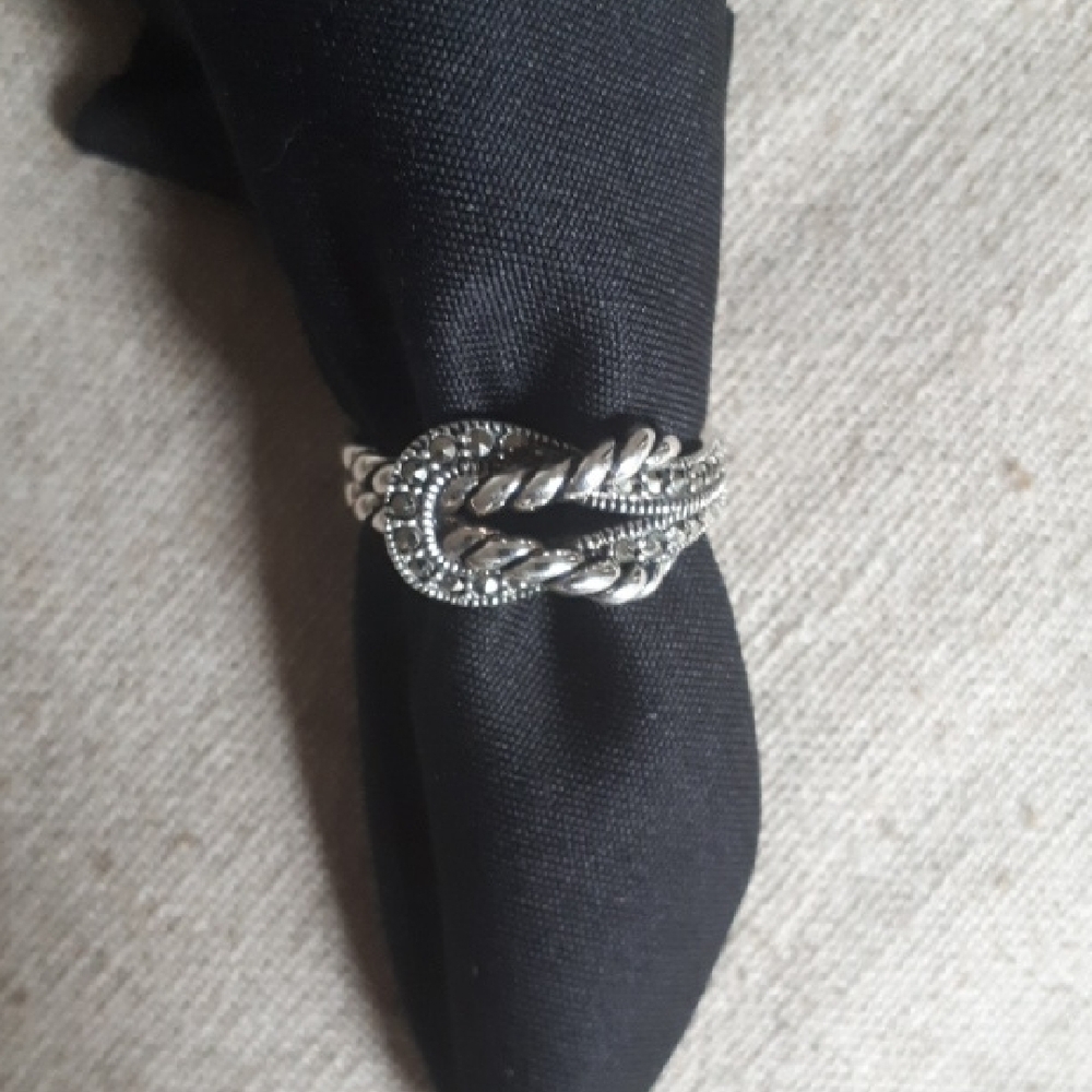 Marc Sterling Silver & Marcasite Twisted Rope Ring